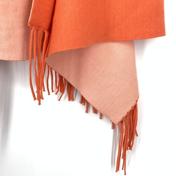 MerSea Coral Pink Fringe Charleston The Anywhere Wrap Sweater Poncho Reversible - Picture 4 of 6